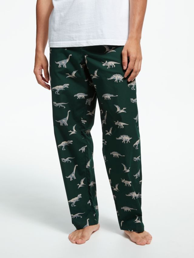 John Lewis Partners Dinosaur Novelty Print Pyjama Bottoms Green S