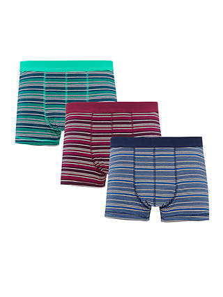 John Lewis & Partners Ombre Stripe Hipster Trunks, Pack of 3, Blue/Red/Green