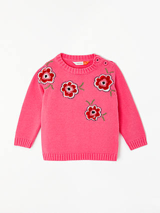 John Lewis & Partners Flower Knit Jumper, Pink