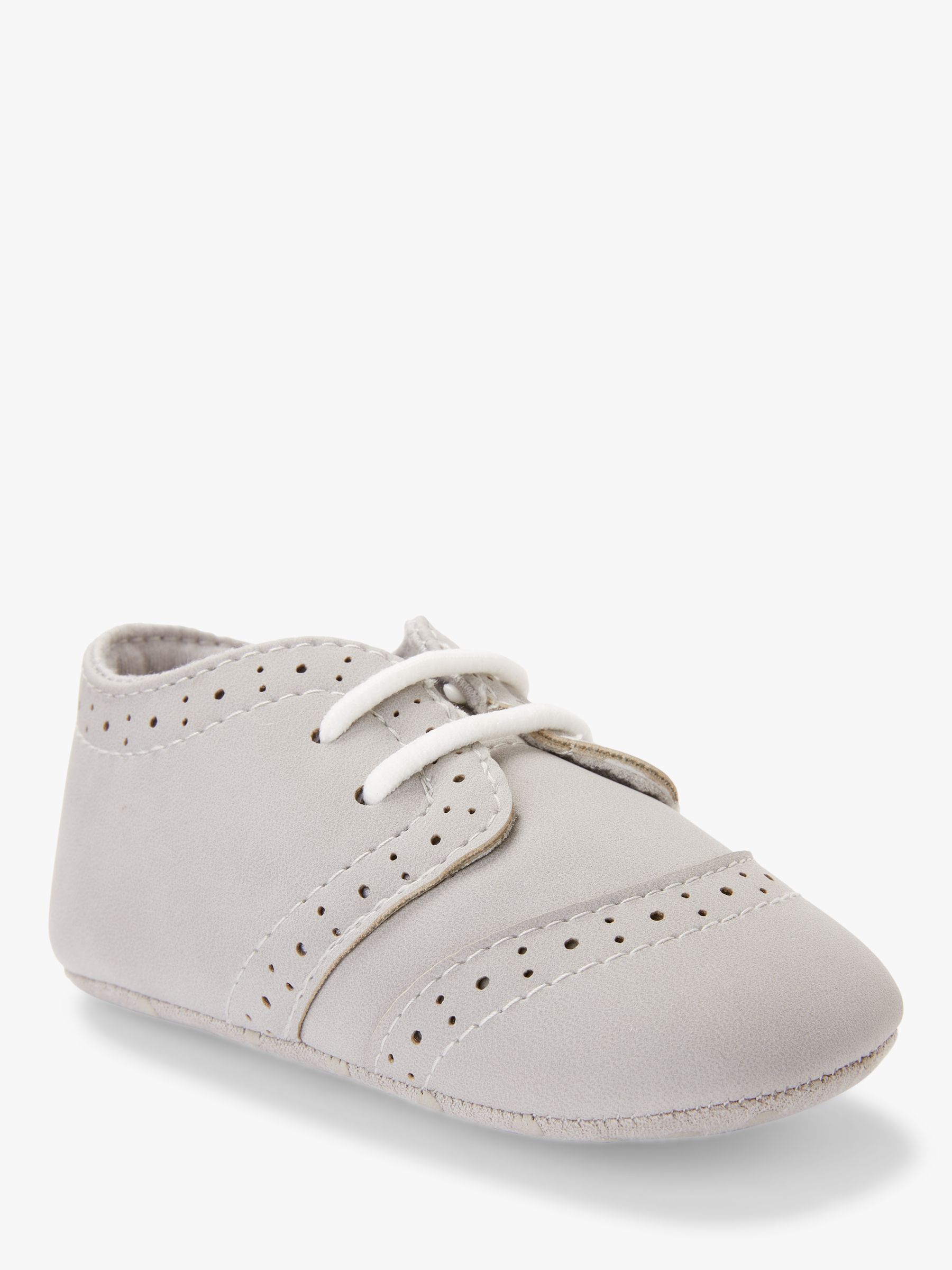 John Lewis & Partners Baby Formal Brogue Shoes, Grey