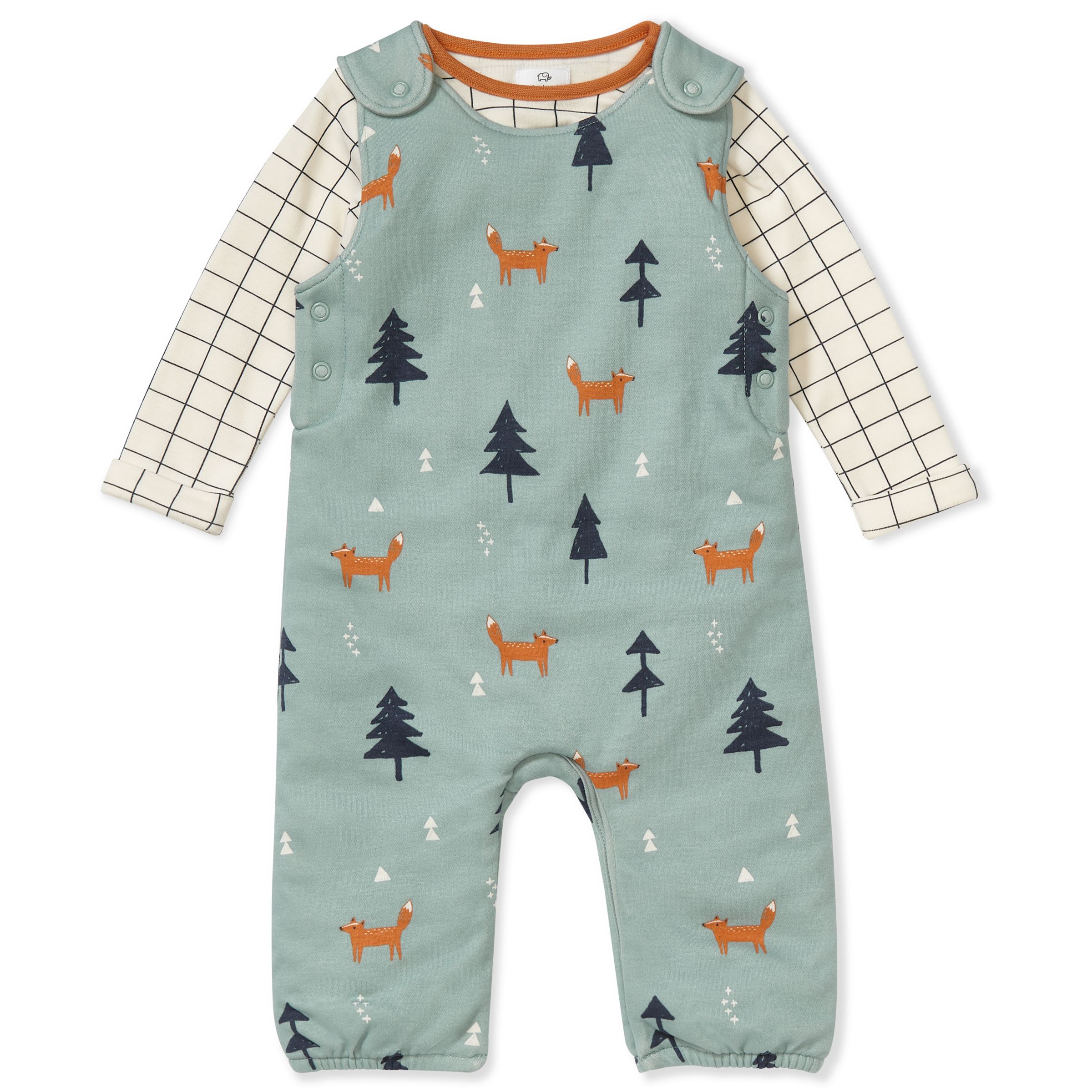 John Lewis Partners Baby Fox Wadded Dungaree Set