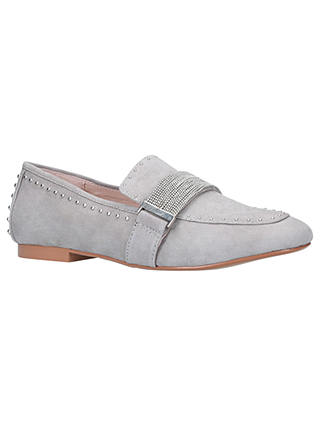 Carvela Lulu Stud Embellished Loafers, Grey Suede