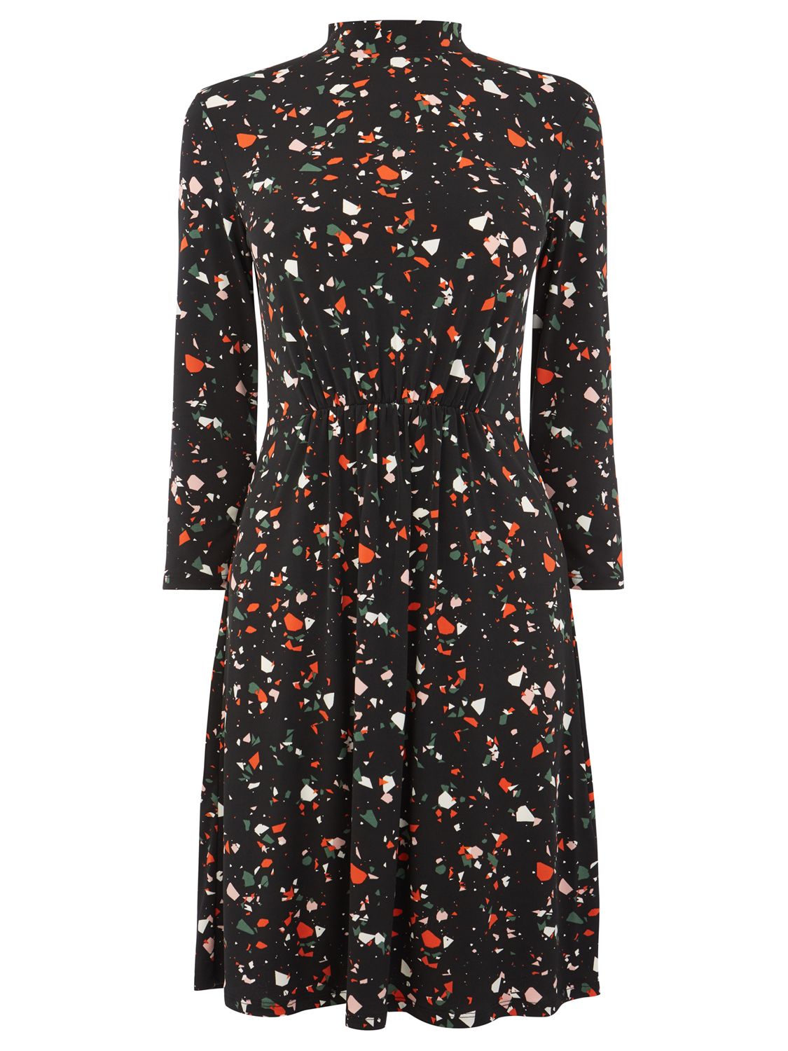 Warehouse Barbican Granite Pattern Dress, Black/Multi