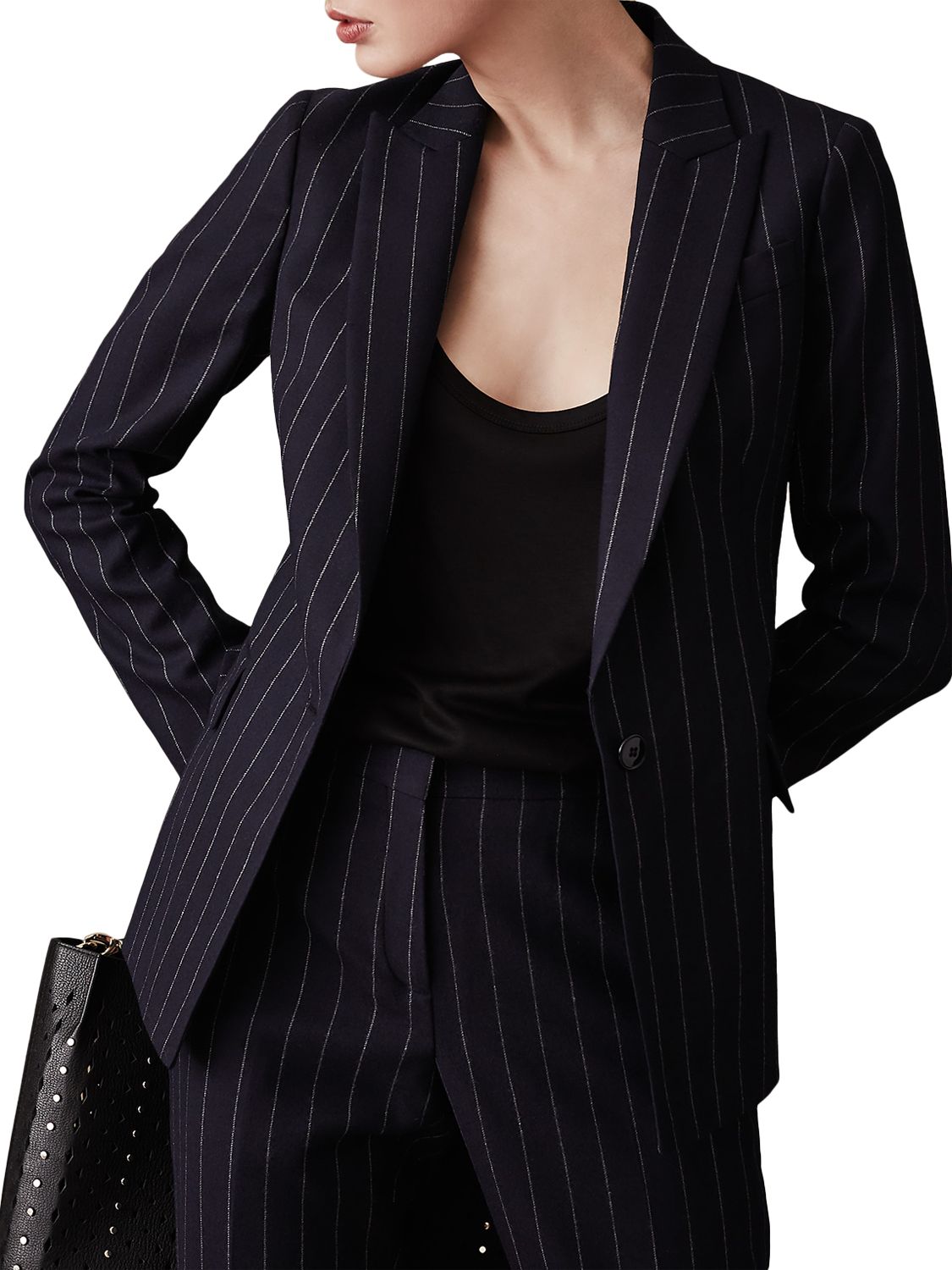 Reiss Piper Tailored Pinstriped Jacket, Navy