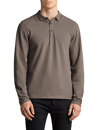 AllSaints Reform Long Sleeve Polo Shirt, Olive Green