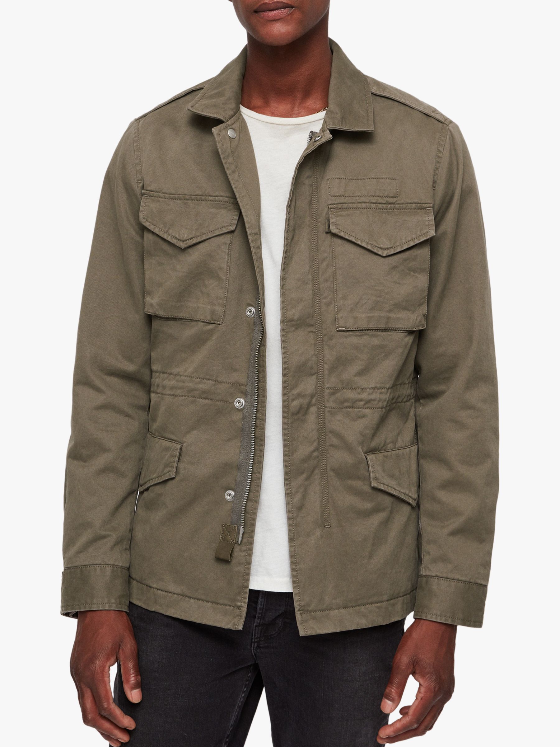 AllSaints Cote Military Jacket, Dusty Olive at John Lewis & Partners
