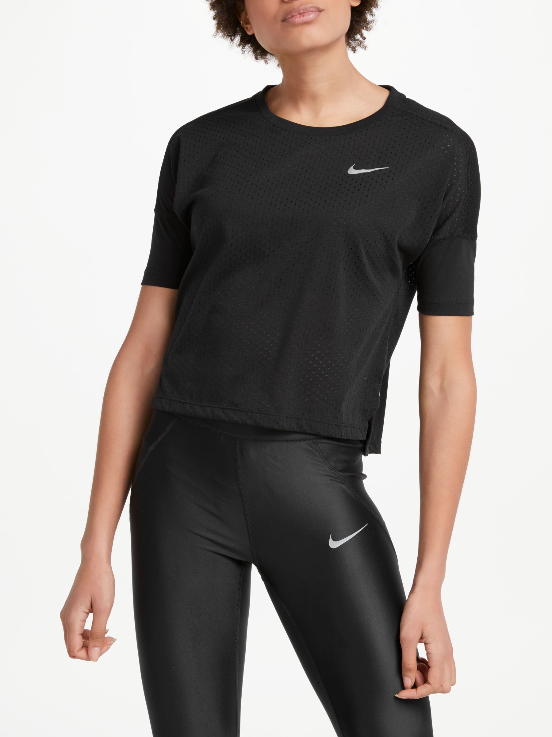 Nike Breathe Tailwind Short Sleeve Running Top, Black