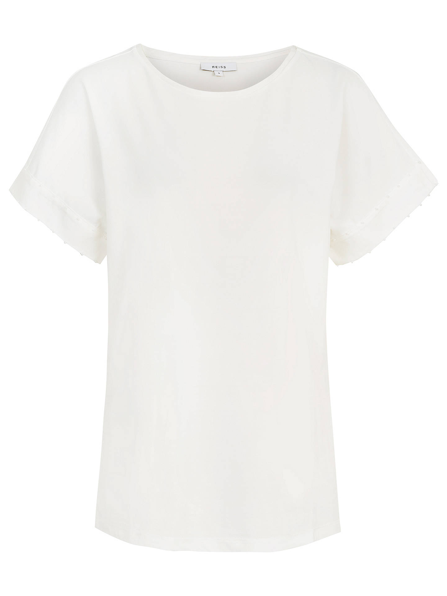 Reiss Perlan Beaded T-Shirt, Off White at John Lewis & Partners