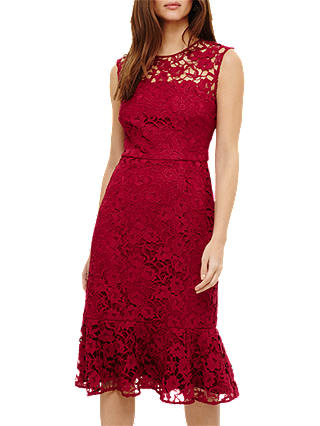 Phase Eight Sabby Lace Dress, Magenta