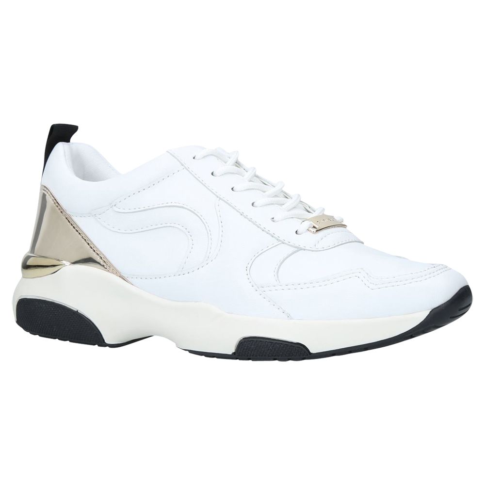Carvela Linton Lace Up Trainers, White Leather, 6