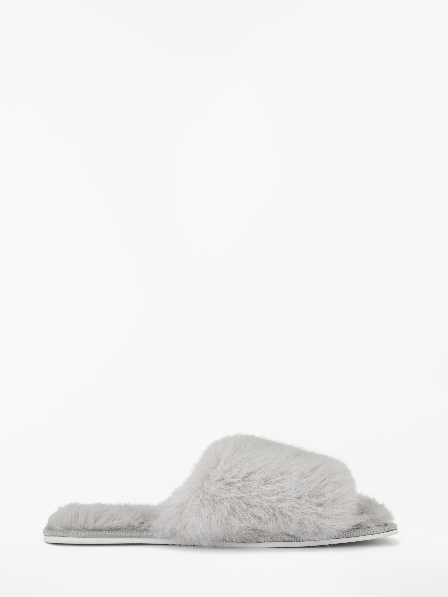 John Lewis & Partners Faux Fur Slider Slippers, Pale Grey