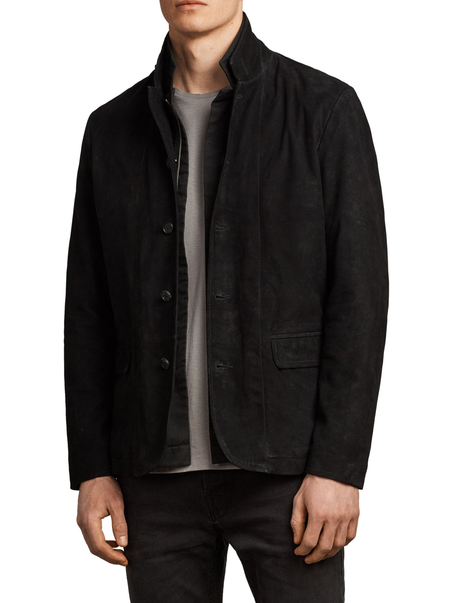 AllSaints Nolan Suede Blazer, Black