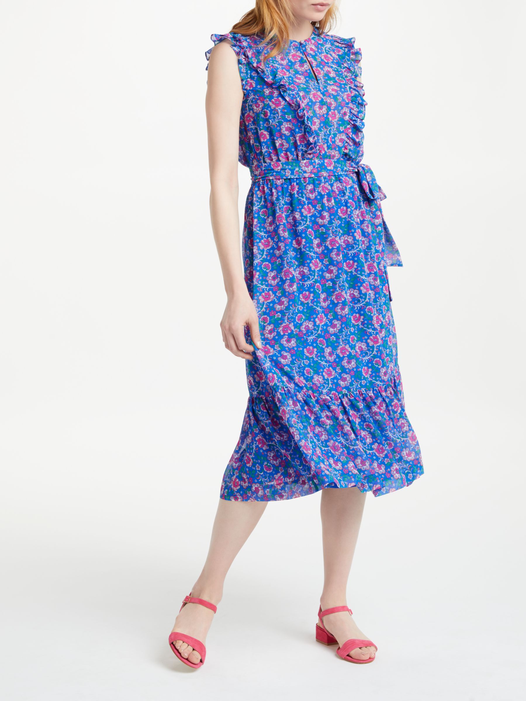 Boden Elise Midi Dress, Blue Tropical Floral