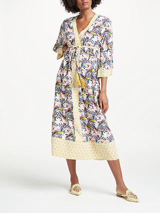 Boden Carlotta Kimono Dress, Pearl Wild Bloom Geo