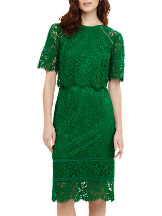 Phase Eight Alisha Double Layer Lace Dress, Teal Green