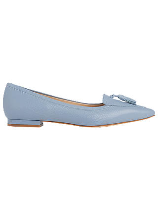 L.K.Bennett Dixie Wide Fit Tassel Flat Court Shoes, Power Blue