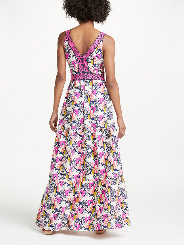 Boden Loretta Maxi Dress, Shocking Pink/Wild Bloom Geo, 8