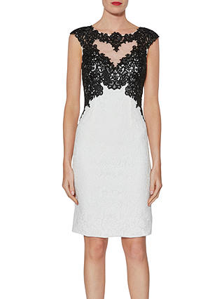 Gina Bacconi Tallulah Contrast Lace Dress, Black/White