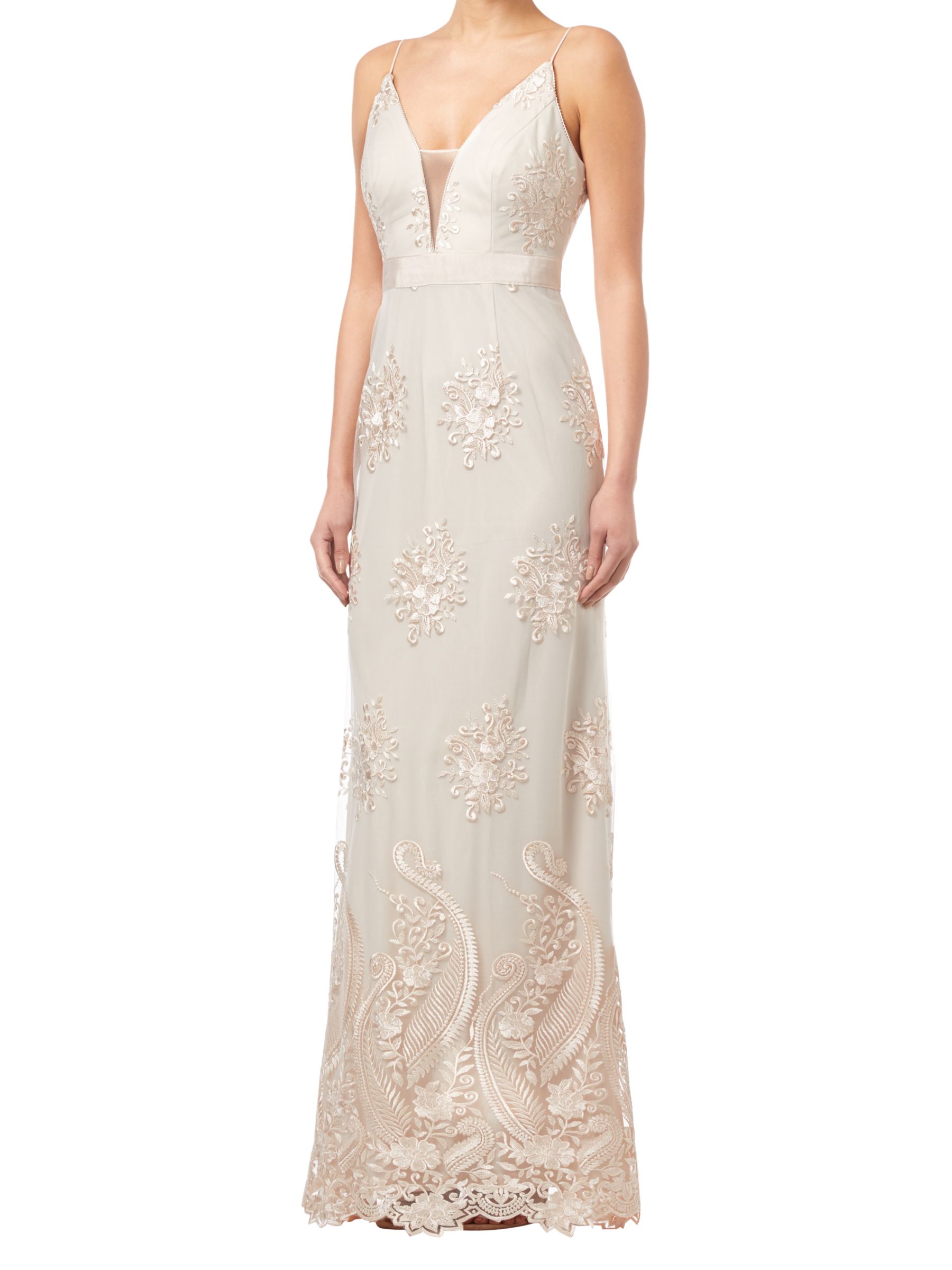 Adrianna Papell Embroidered Tulle Dress, Almond