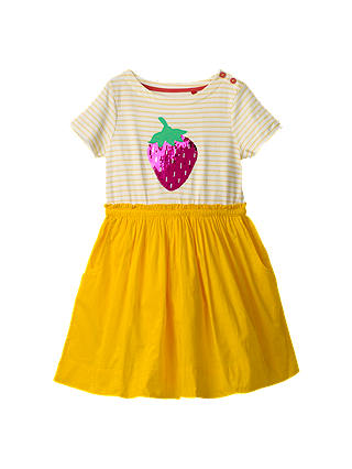 Mini Boden Girls' Sequin Strawberry Dress, Yellow