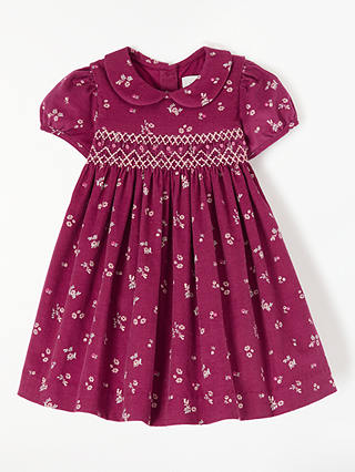 John Lewis & Partners Heirloom Collection Baby Floral Crochet Cord Smock Dress