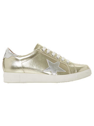 Dune Edris Lace Up Star Trainers, Metallic Leather