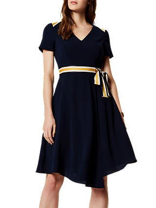 Karen Millen Spliced Stripe College Dress, Navy