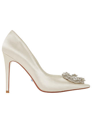 Dune Bridal Collection Blesing Wreath Brooch Court Shoes, Ivory, 3