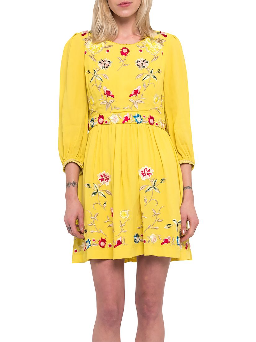 French Connection Saya Crepe Dress, Dark Citron