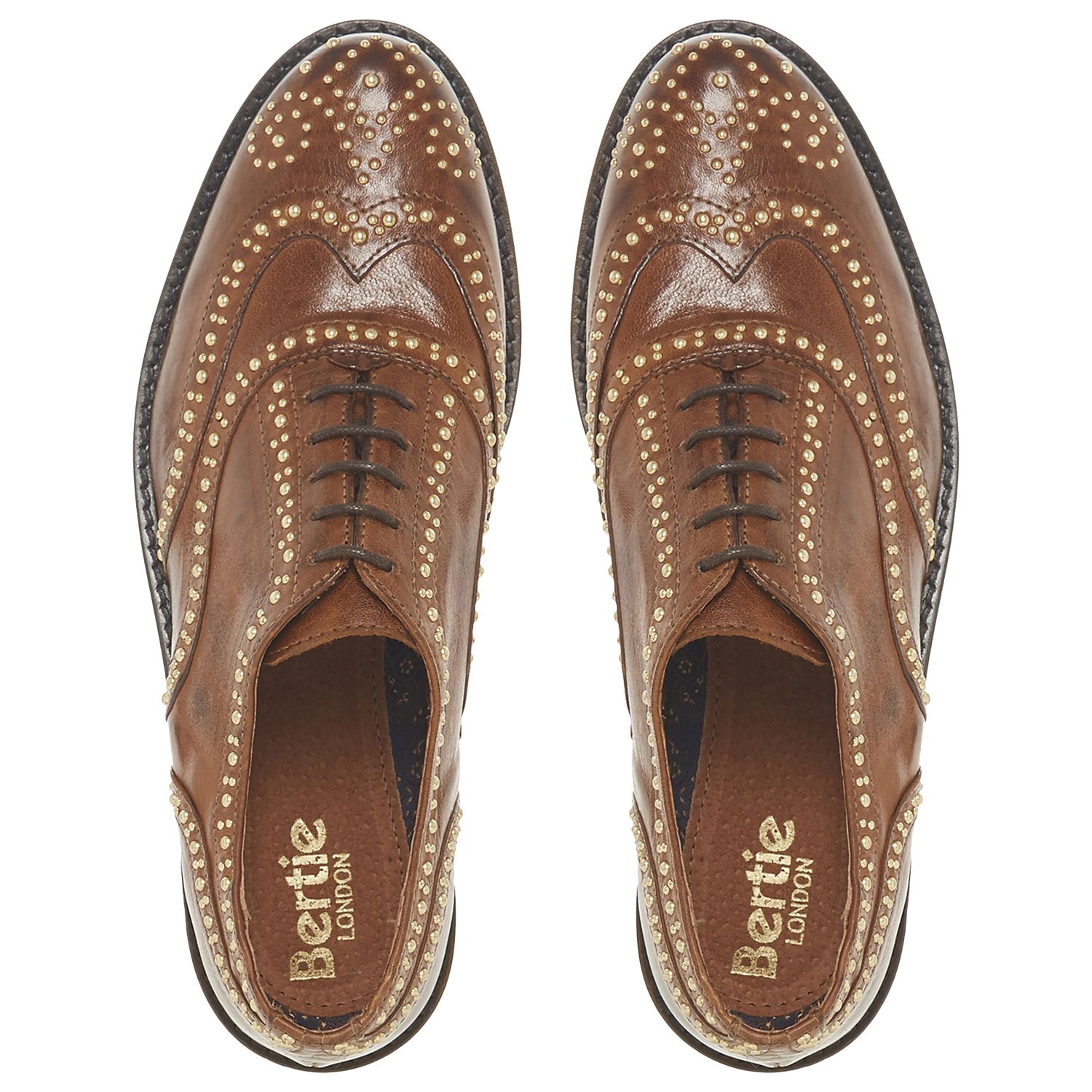 Bertie Farryn Studded Lace Up Brogues, Tan at John Lewis & Partners