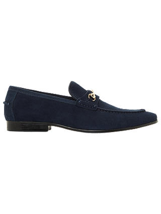 Dune Pinocchio Snaffle Suede Loafers, Navy