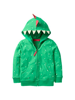 Mini Boden Girls' Dinosaur Zip Through Hoodie, Green