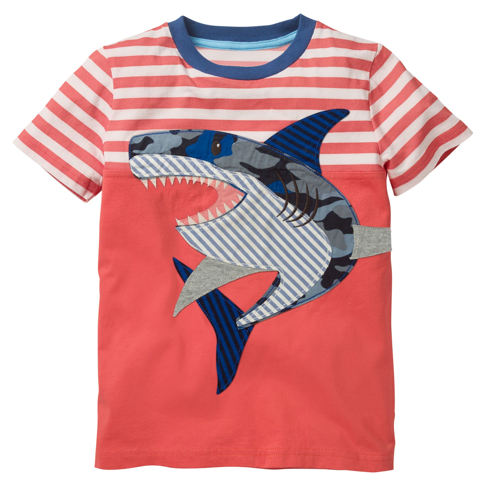 Mini Boden Boys' Striped Applique Shark T-Shirt, Red at John Lewis ...