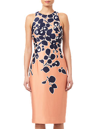 Adrianna Papell Spotted Garden Printed Dress, Apricot/Navy