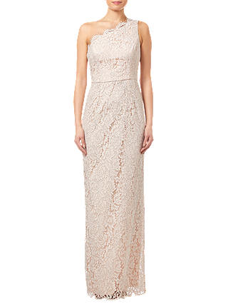 Adrianna Papell One Shoulder Lace Column Dress, Blush