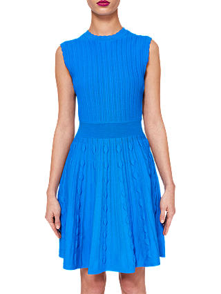 Ted Baker Kamylia Scallop Edge Knitted Skater Dress, Bright Blue