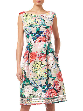 Adrianna Papell Petite Stained Glass Floral Dress, Khaki/Multi