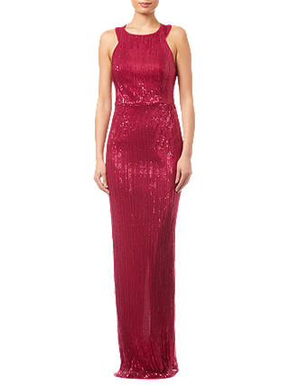 Adrianna Papell Pleated Sequin Dress, Red Plum