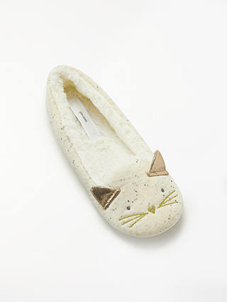 John Lewis & Partners Cat Ballerina Slippers, Grey