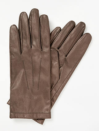 John Lewis & Partners Leather Gloves, Metallic Brown