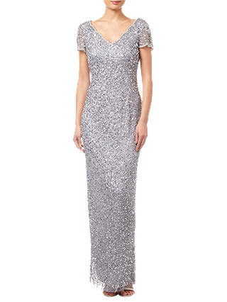 Adrianna Papell Petite Scallop Dress, Silver Grey