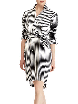 Polo Ralph Lauren Bengal Stripe Shirt Dress, Black/White