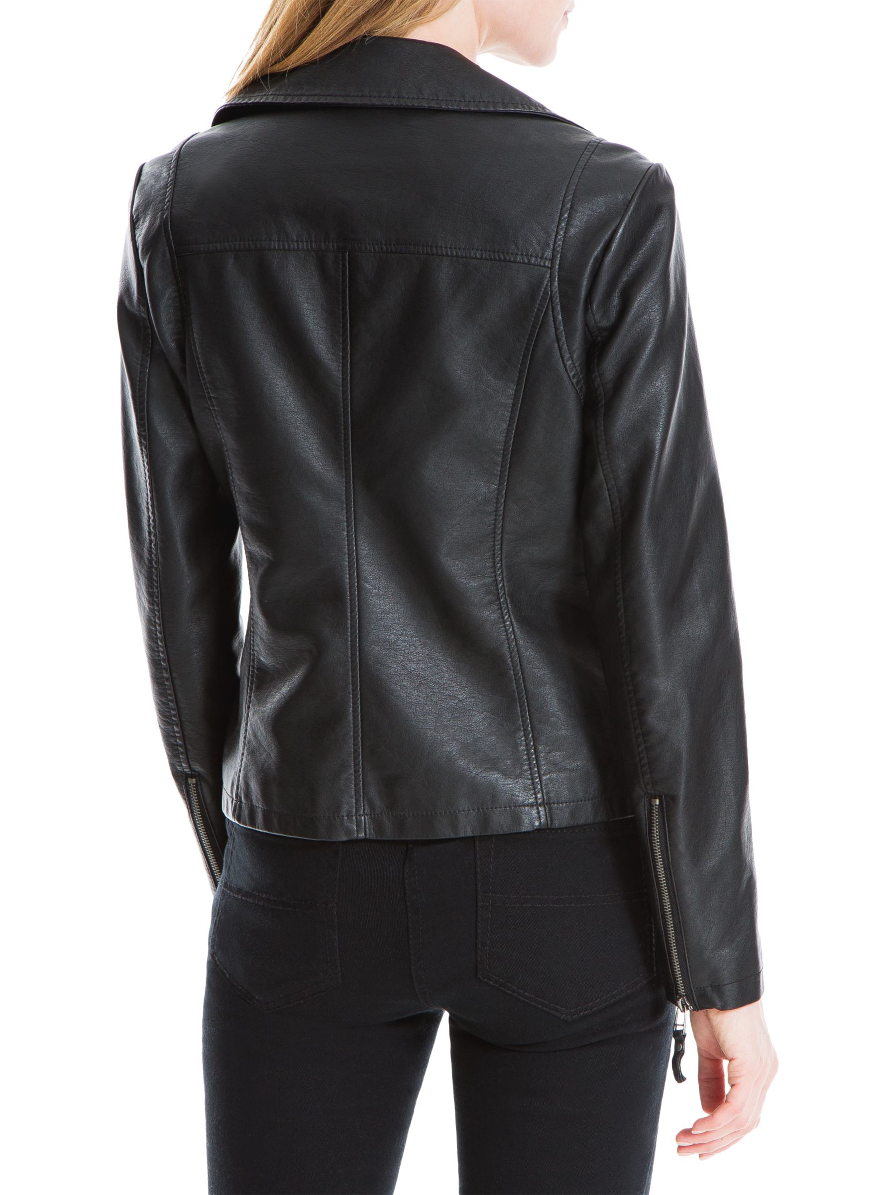Max Studio Leatherette Biker Jacket, Black