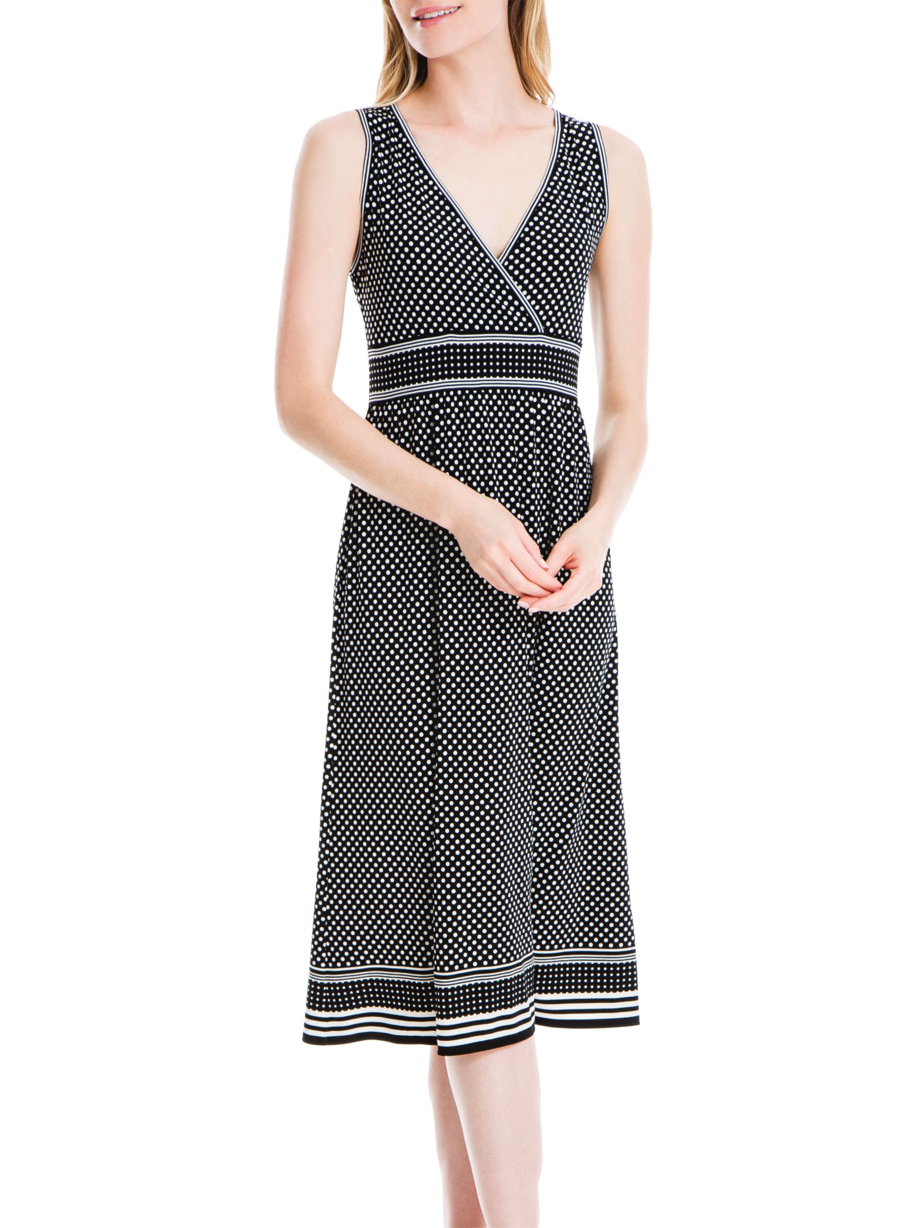 Max Studio Spot Print Jersey Dress, Black/Ivory