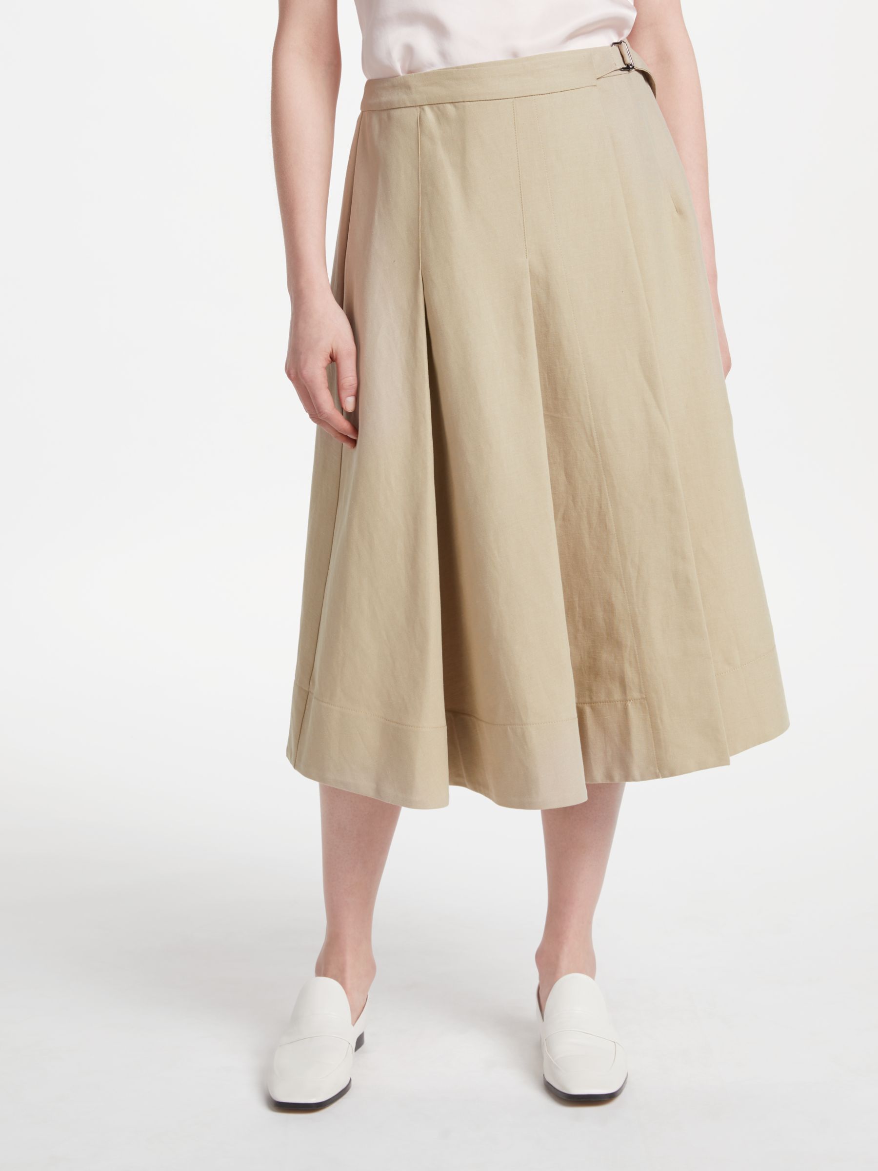 Finery Ocean Linen Wrap Skirt, Beige Stone