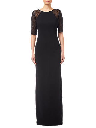 Adrianna Papell Beaded Long Dress, Black