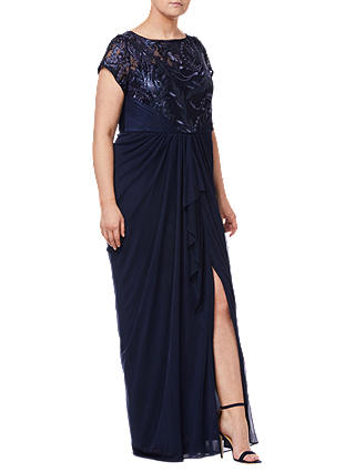 Adrianna Papell Plus Size Long Tulle Dress, Midnight