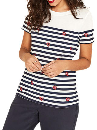 Oasis Cherry Stripe T-Shirt, Multi Red