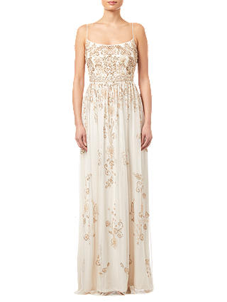 Adrianna Papell Beaded Long Dress, Pearl