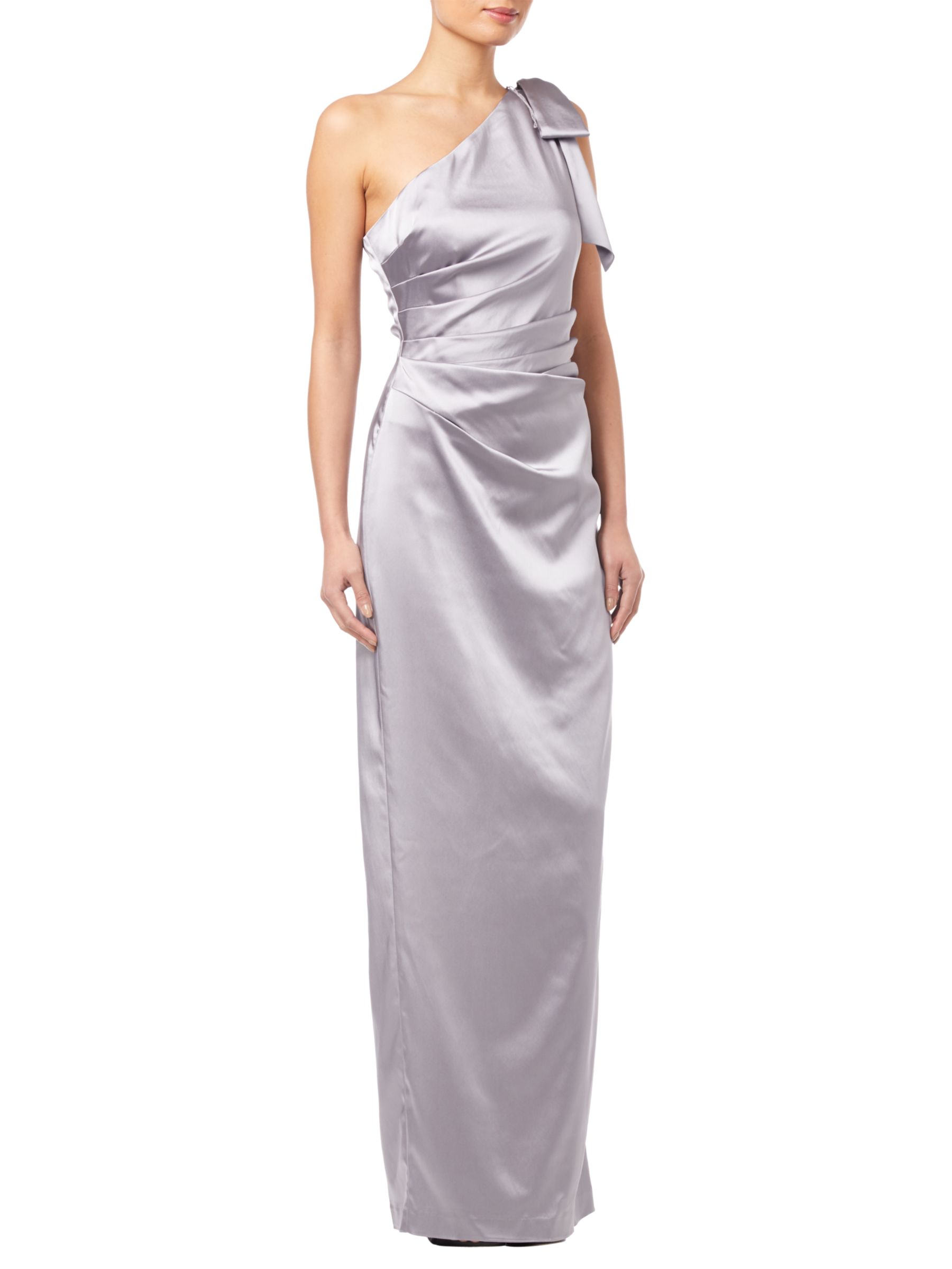 Adrianna Papell Satin Long Dress, Silver